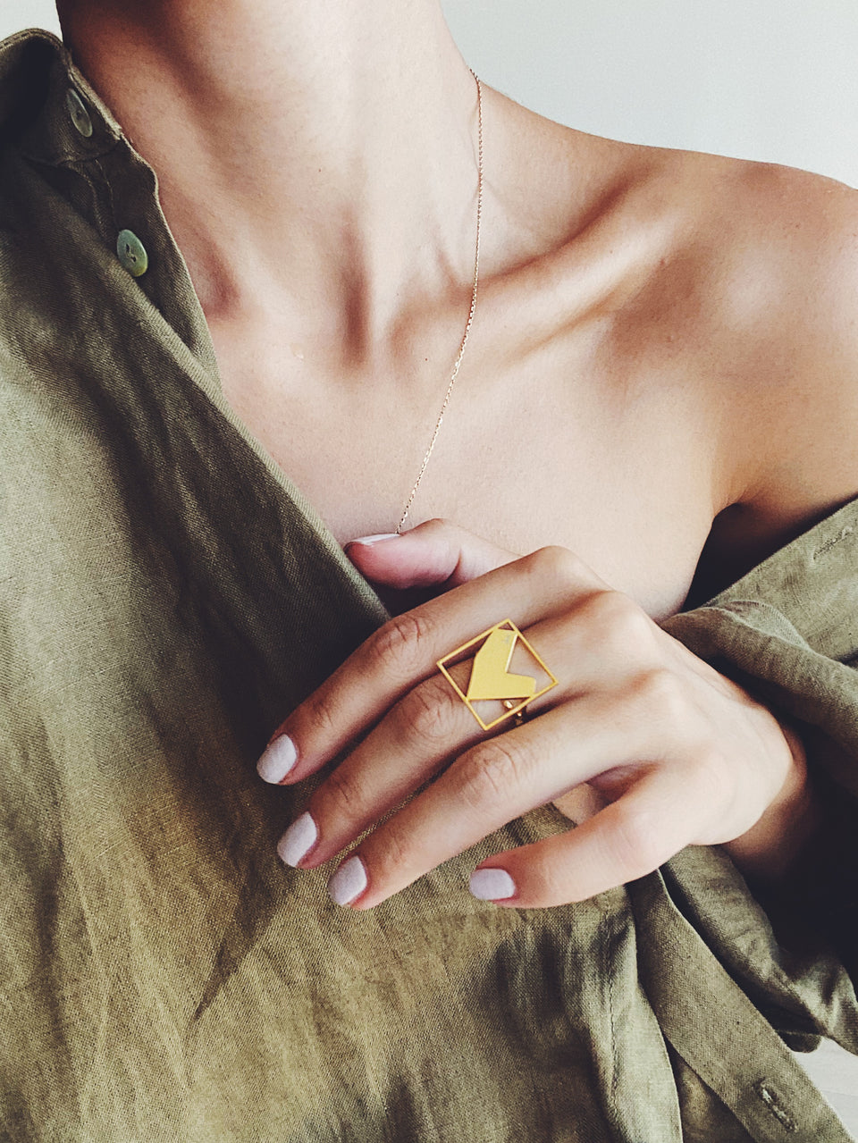 Gold-plated Framed Full Heart Ring
