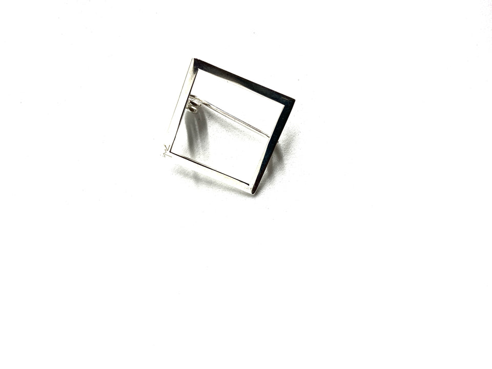 Silver Framed Square Brooch